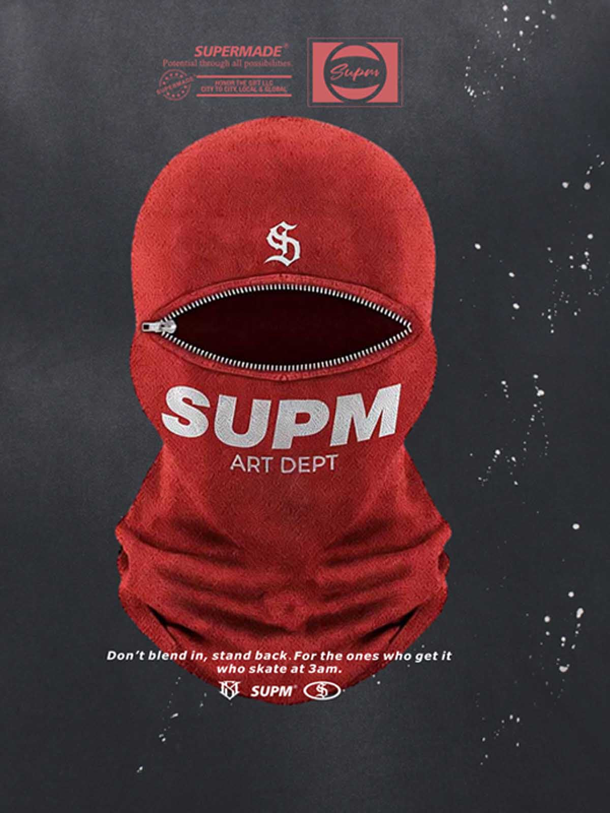 Thesupermade High Street Splatter Paint Washed Distressed Dark Mask Print T-shirt 