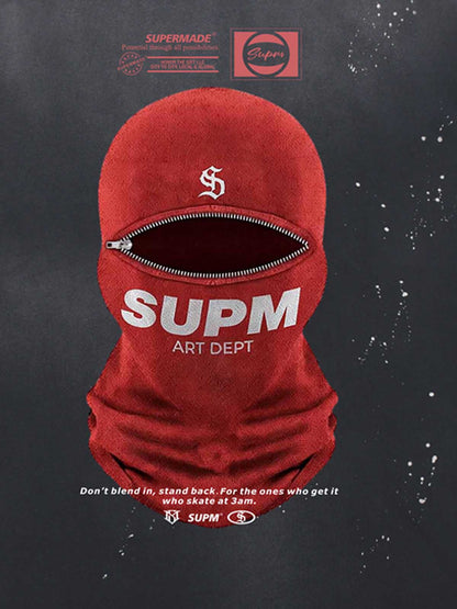 Thesupermade High Street Splatter Paint Washed Distressed Dark Mask Print T-shirt 