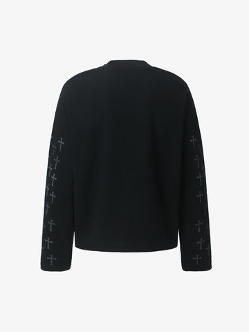 Slogan Graphic Waffle Long Sleeve Tee