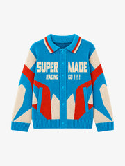 Vintage Racing Graphic Jacquard Knit Polo Sweater
