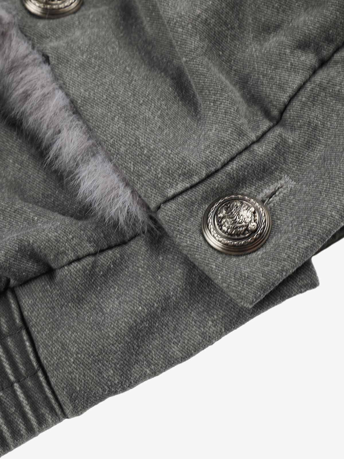 Faux-Fur Trim Washed Button-Up Coat