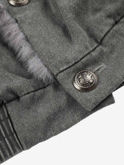 Faux-Fur Trim Washed Button-Up Coat