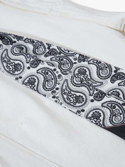Bandana Accent Cream Flare Pants 