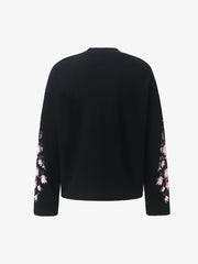 Floral Embroidered Waffle Long Sleeve Tee