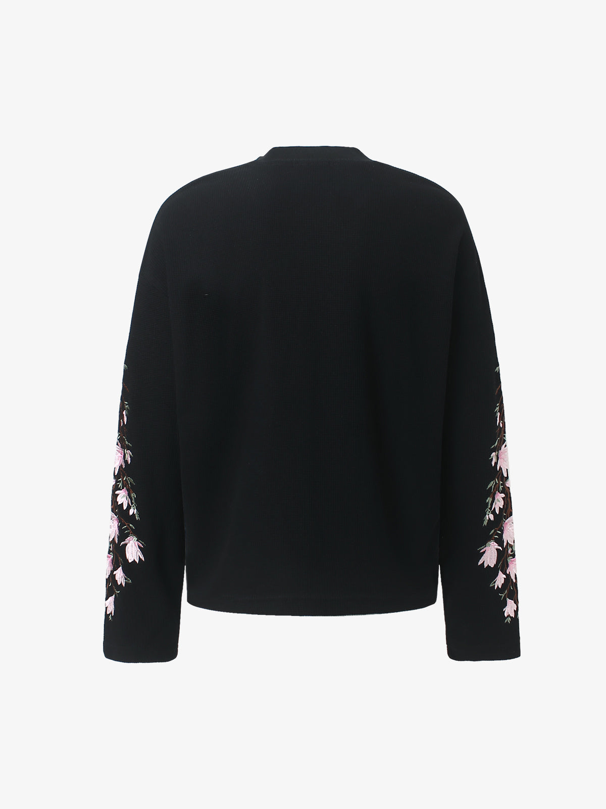 Floral Embroidered Waffle Long Sleeve Tee