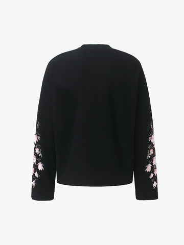 Floral Embroidered Waffle Long Sleeve Tee