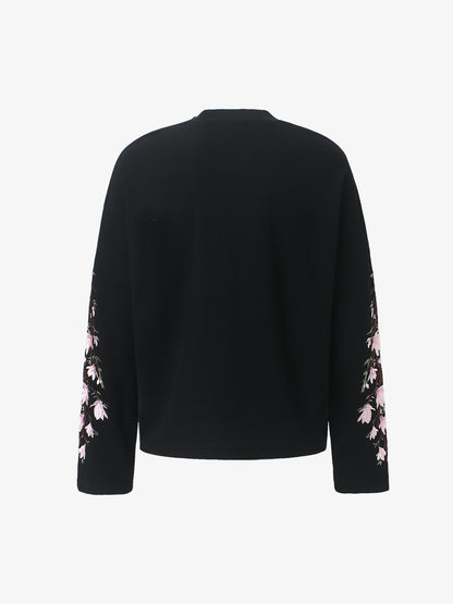 Floral Embroidered Waffle Long Sleeve Tee