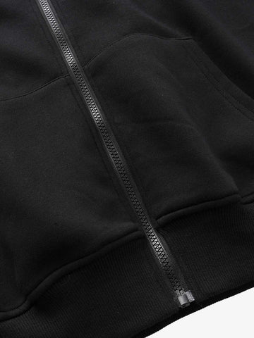 Spine Graphic Distressed Hood Zip Hoodie 