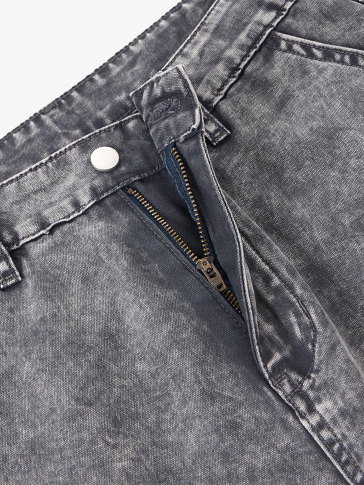 Vintage Acid-Washed Multi-Pocket Wide-Leg Cargo Barrel Jeans 