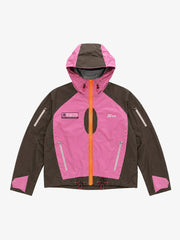 Kurzer, bestickter Windbreaker mit Kapuze in Farbblock-Optik