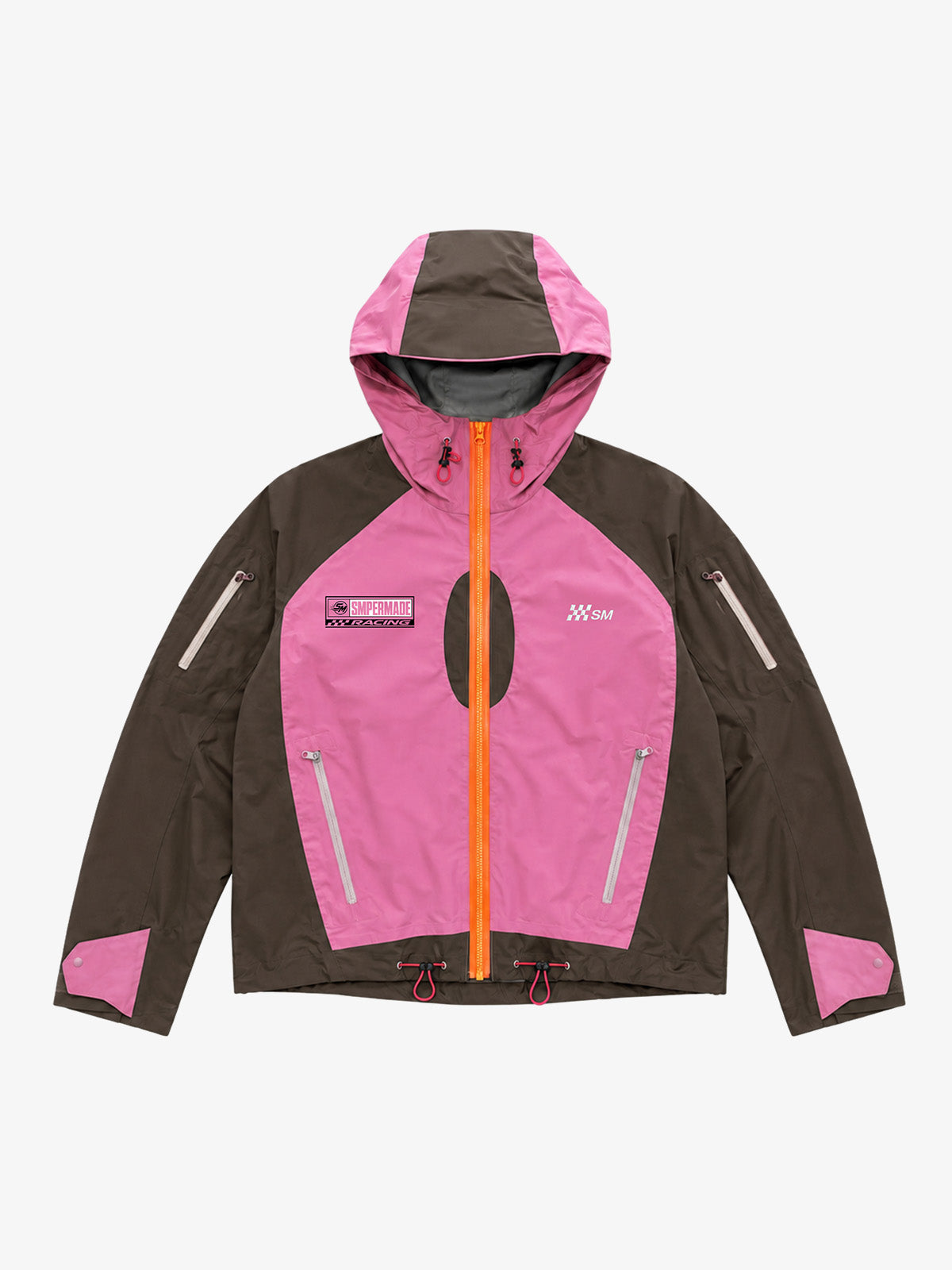 Color Block Embroidered Cropped Hooded Windbreaker