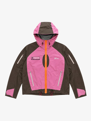 Color Block Embroidered Cropped Hooded Windbreaker