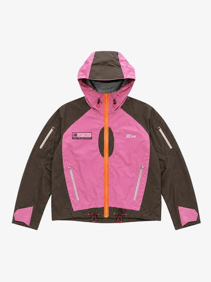 Color Block Embroidered Cropped Hooded Windbreaker