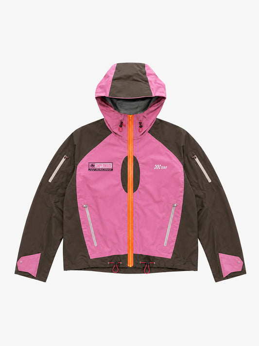 Color Block Embroidered Cropped Hooded Windbreaker