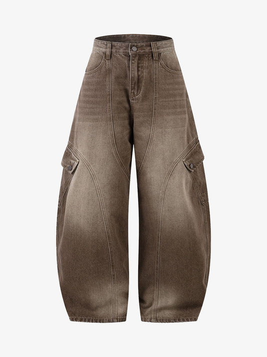 High-Waisted Wide-Leg Cargo Pants with Unique Pocket Design 