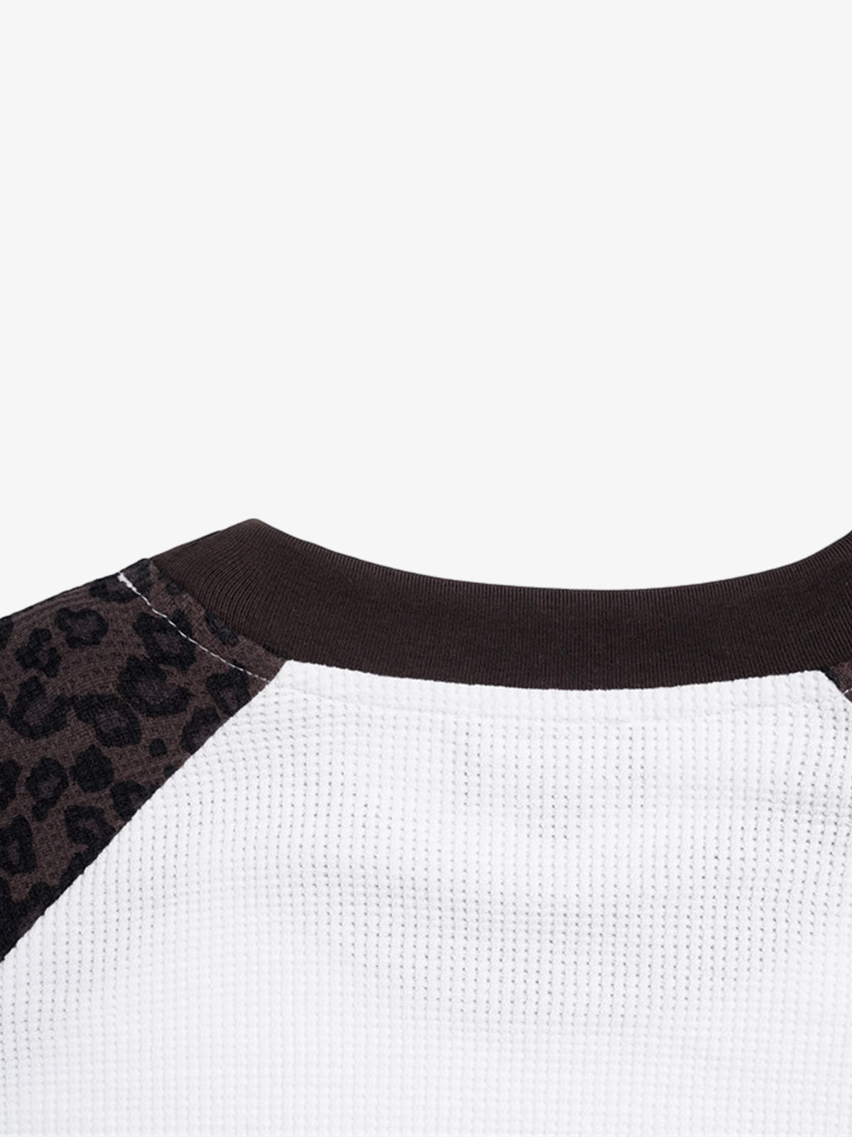 Leopard Letter Graphic Raglan Waffle Long Sleeve Tee