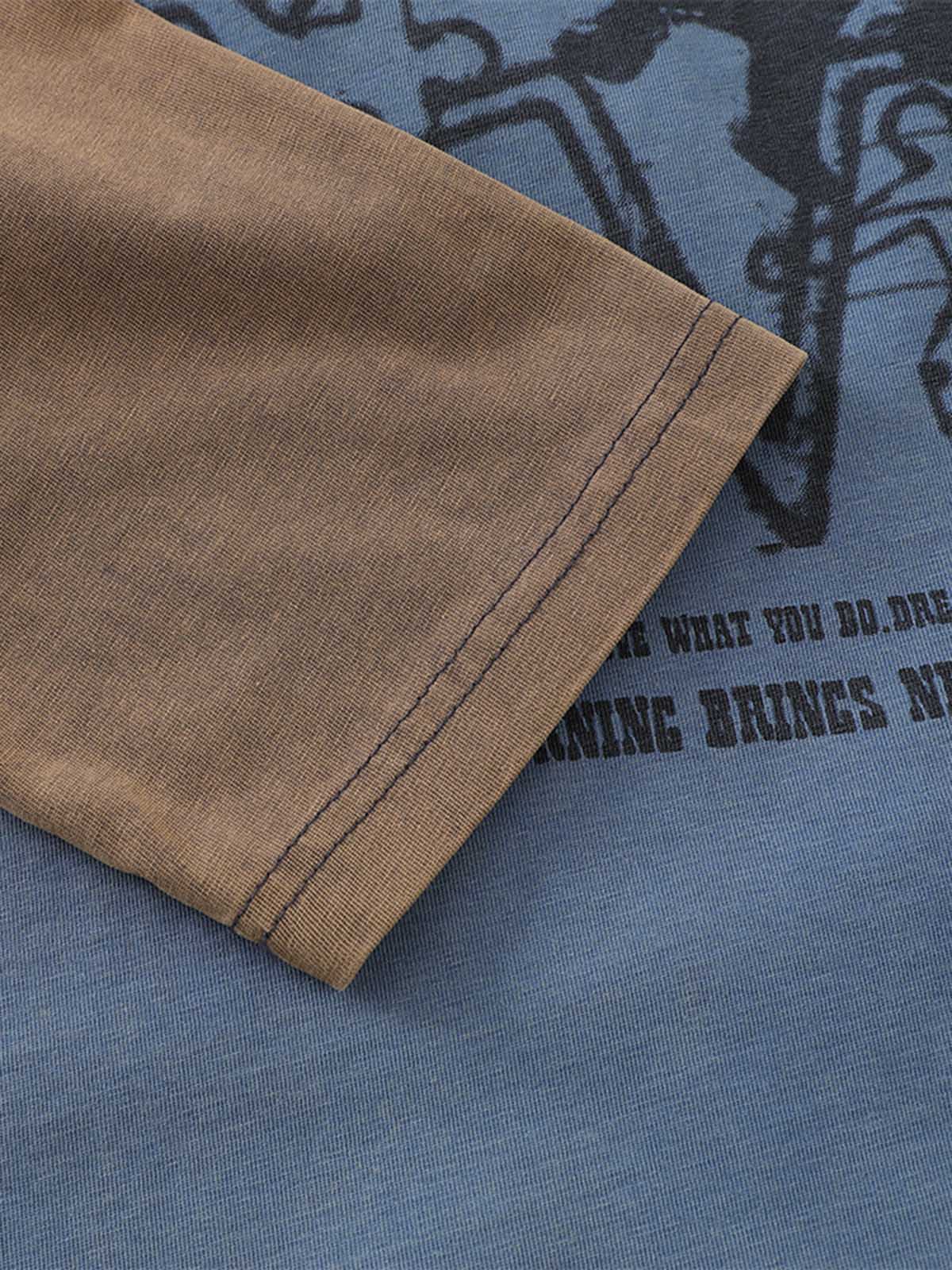 Street Color Matching Faux Two-piece Printed T-shirt 