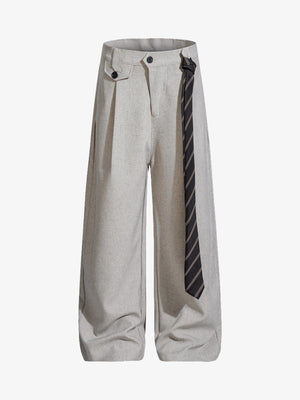 Stylish Wide-Leg Trousers with Unique Tie Accent for Modern Fashionistas 