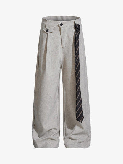 Stylish Wide-Leg Trousers with Unique Tie Accent for Modern Fashionistas 