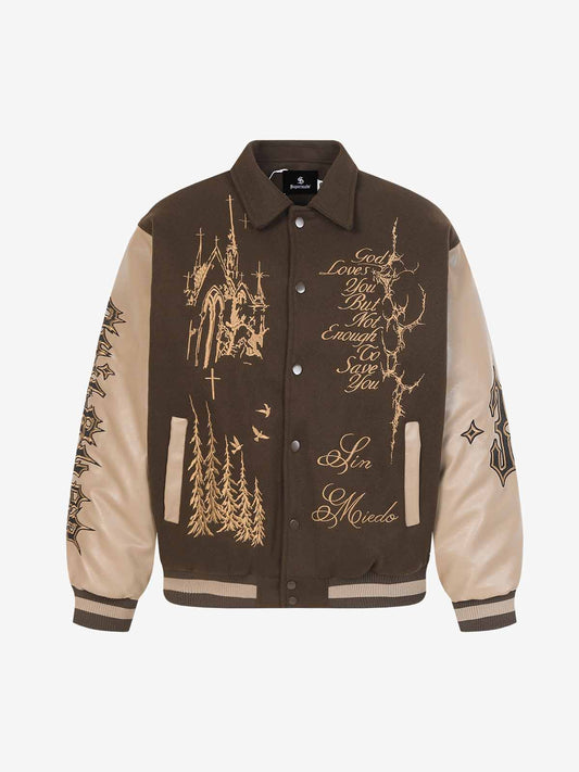 Gothic Gold Embroidered Varsity Jacket