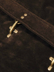 Vintage Suede Embroidered Metal Clip Down Jacket - 2626 