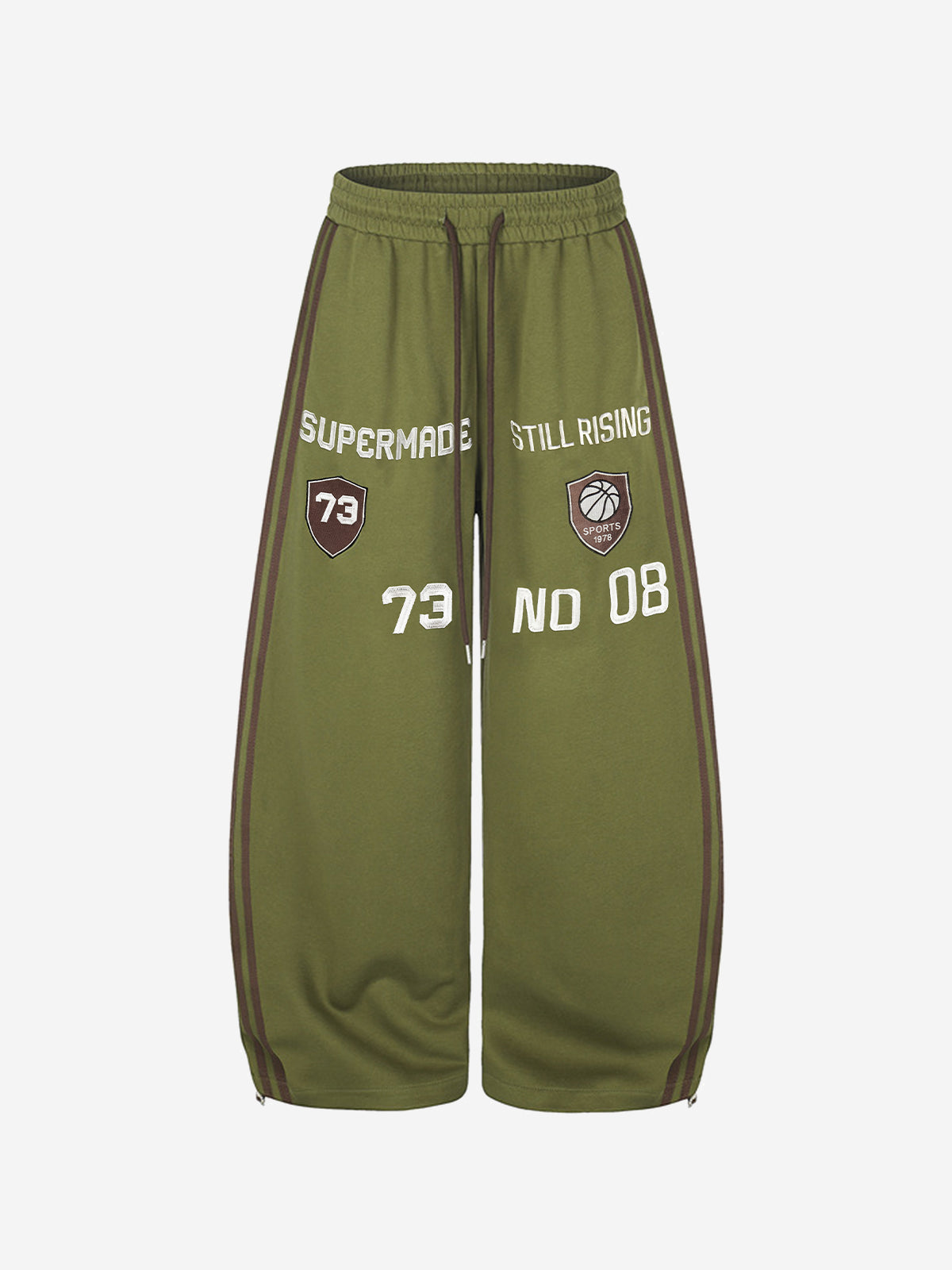 Color Block Striped Embroidered Sweatpants