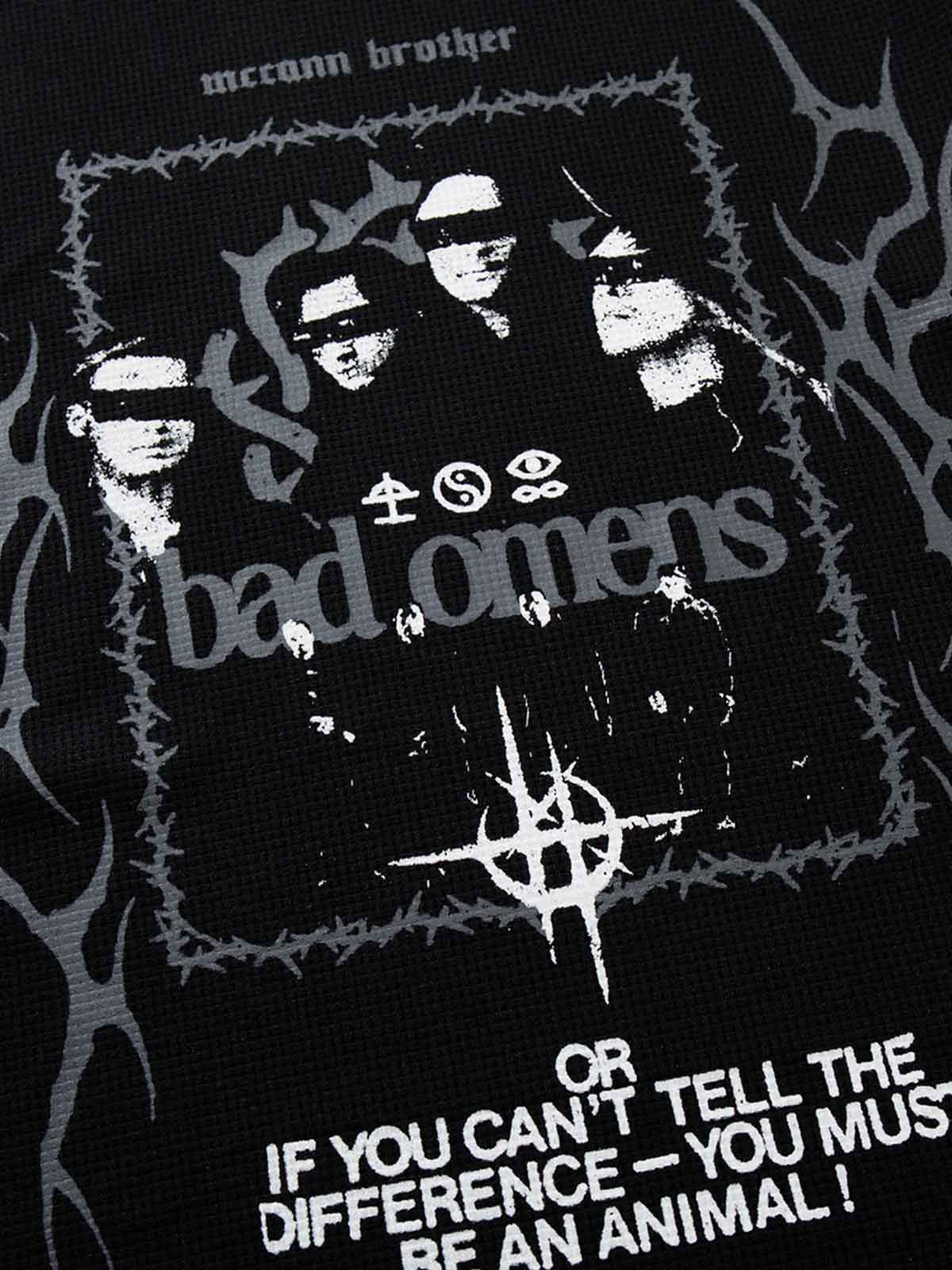 Cotton Oversized Graphic T-Shirt with Punk Rock Print and Vintage Wash Effect 