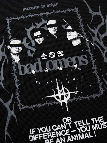 Cotton Oversized Graphic T-Shirt with Punk Rock Print and Vintage Wash Effect 