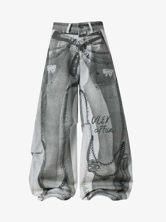 Vintage Illusion Graphic Ultra-Baggy Jeans