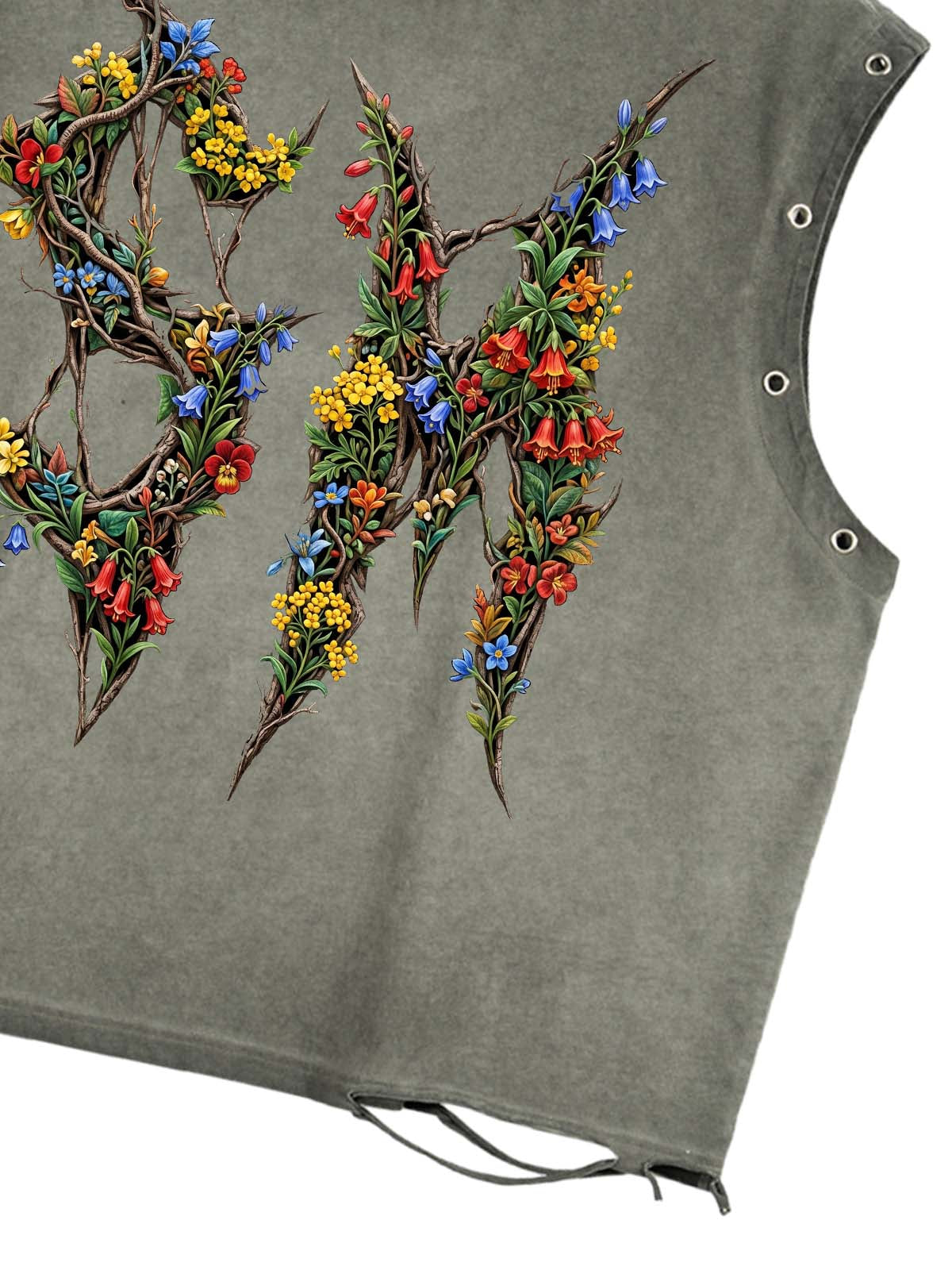 Washed Floral Graphic Sleeveless T-Shirt 
