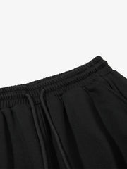 Plaid Patch Distressed Wide-Leg Sweatpants
