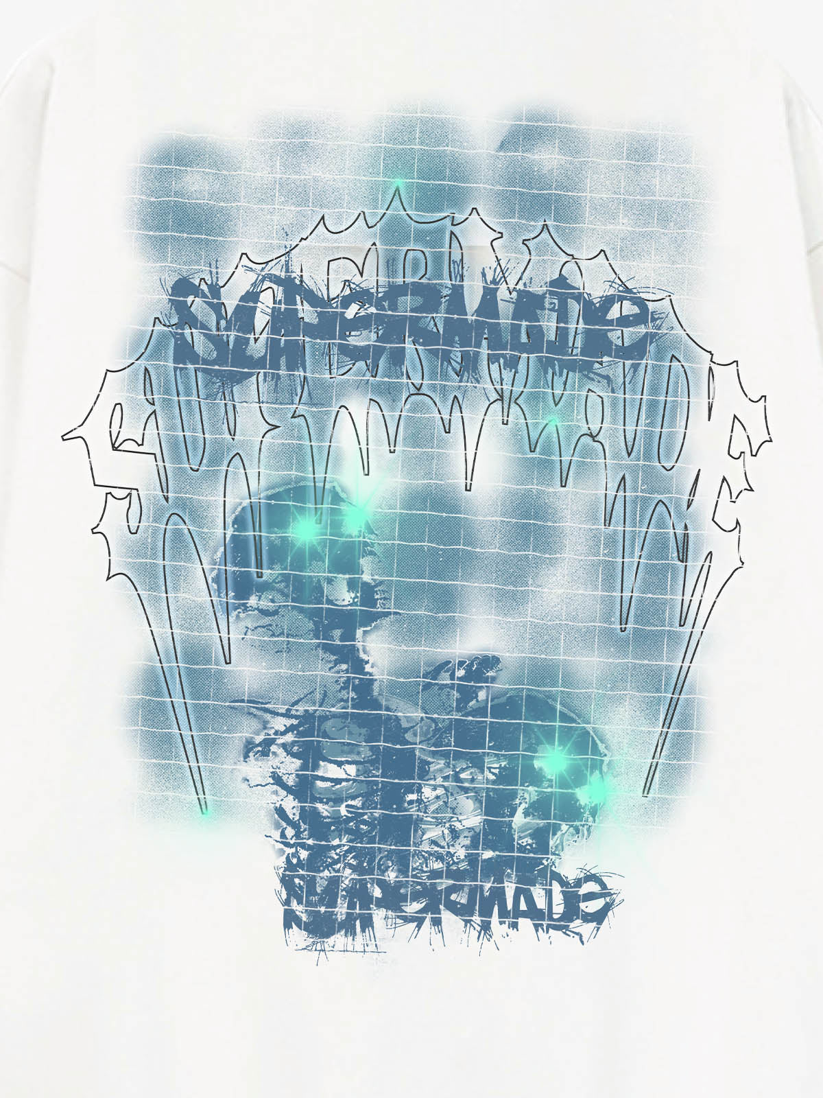 THE SUPERMADE Washed Psychedelic Graffiti Art Print Hoodie with Skull Design 