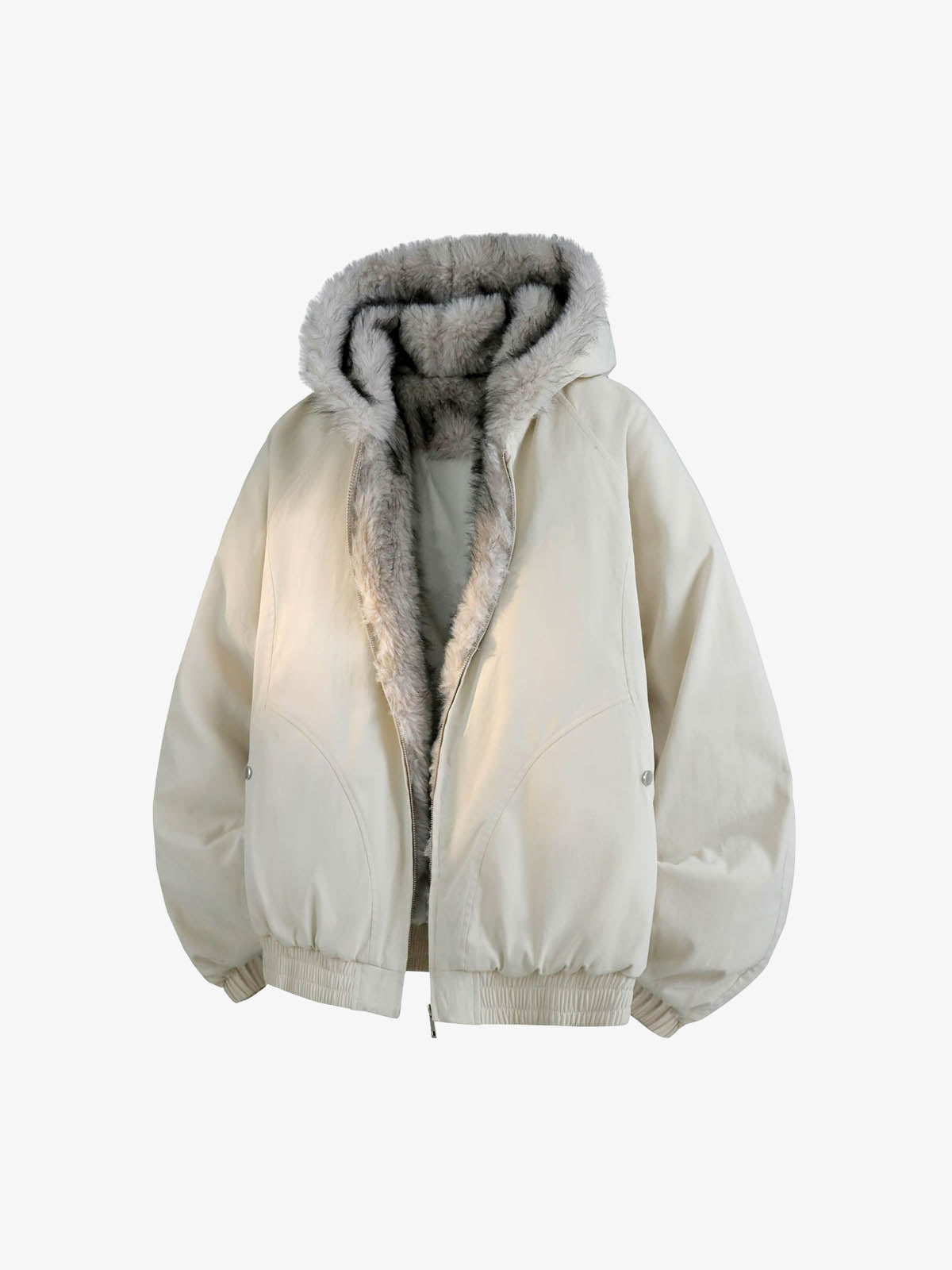 Street Faux Fur Collar Hooded Windproof Padded Jacket 