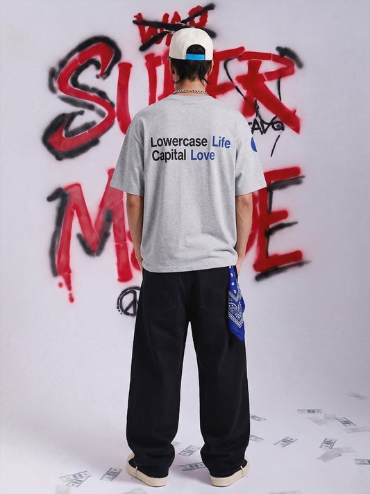 Wide Leg Striped Patchwork Letter Print Pants