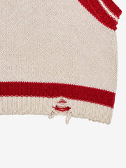 Distressed Logo Graphic Cropped Sweater Vest; Red / S, Red / M, Red / L, Red / XL, Red / 2XL