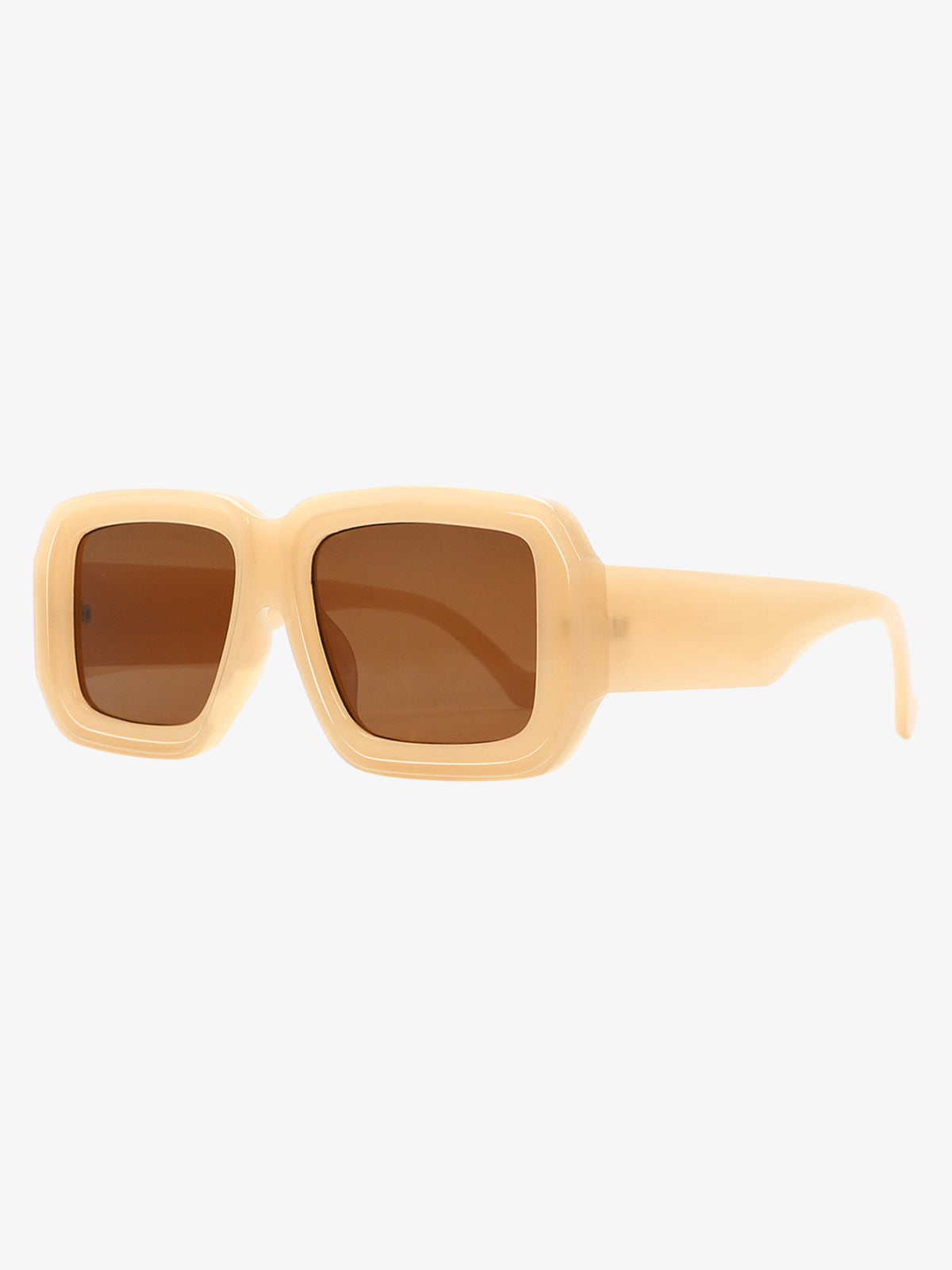 Retro Square Frame Wide Temple Sunglasses 