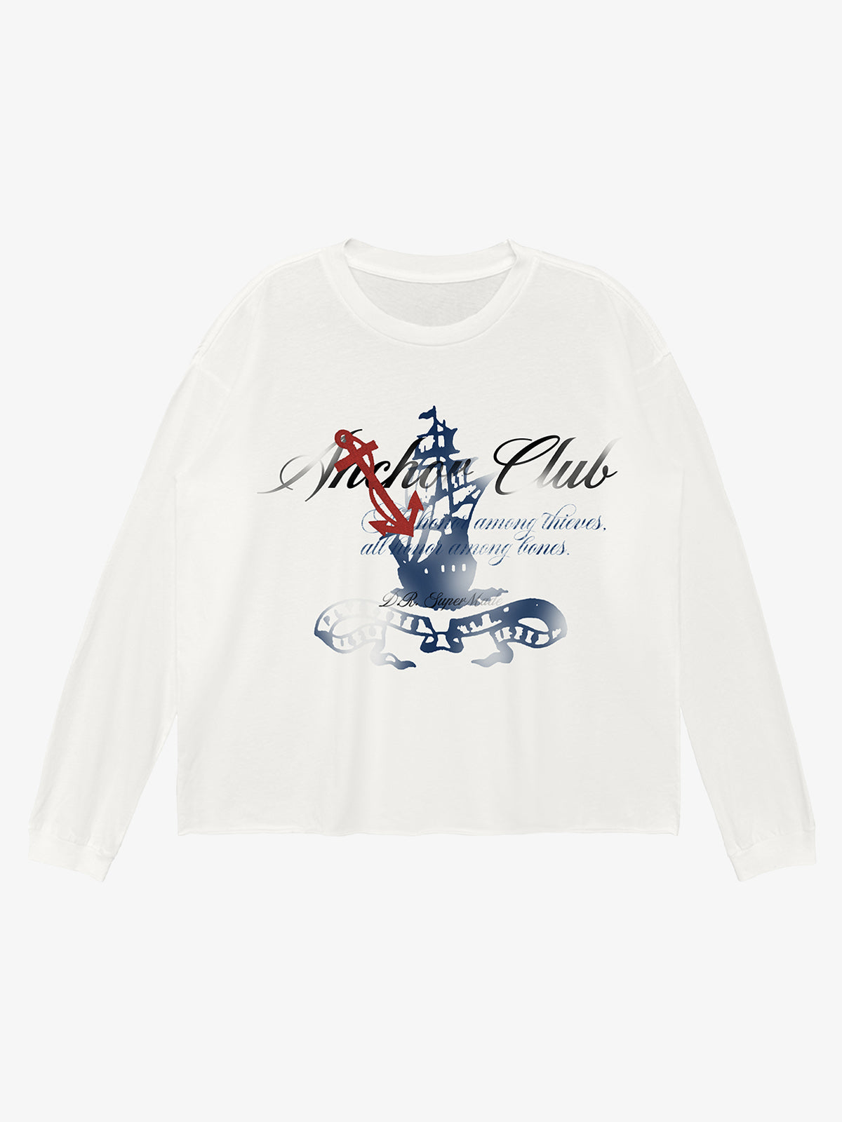 Distressed Anchor Graphic Long Sleeve Tee