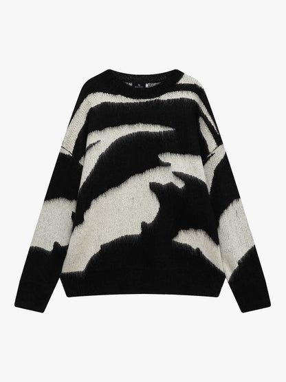 Striped Pattern Oversized Sweater for Women - Trendy and Versatile Winter Knitwear 