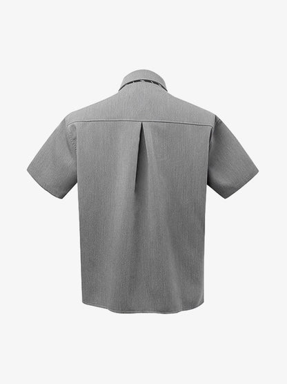 Deconstructed Patchwork Tie Short-sleeved Shirt 