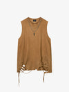 Cotton Ripped Sleeveless Tank Top with Frayed Hem and Cut-Out Details for Edgy Streetwear Style 