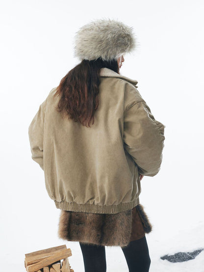 Winter Essential Bomber Jacket with Faux Fur Trimmed Hood 