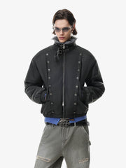 Napoleonic Double-Breasted Peaked-Lapel Padded Coat