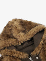 Mountain-Panel Faux-Fur Collar Fleece-Lined Padded Coat