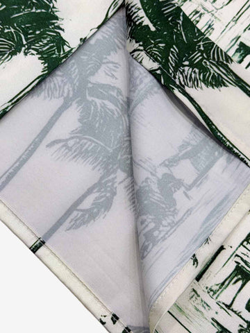 Vintage Green Coconut Tree Camp Collar Boxy Shirt 