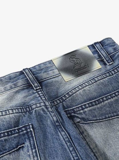 Denim Wide Leg Jeans with Faded Wash and Relaxed Fit 