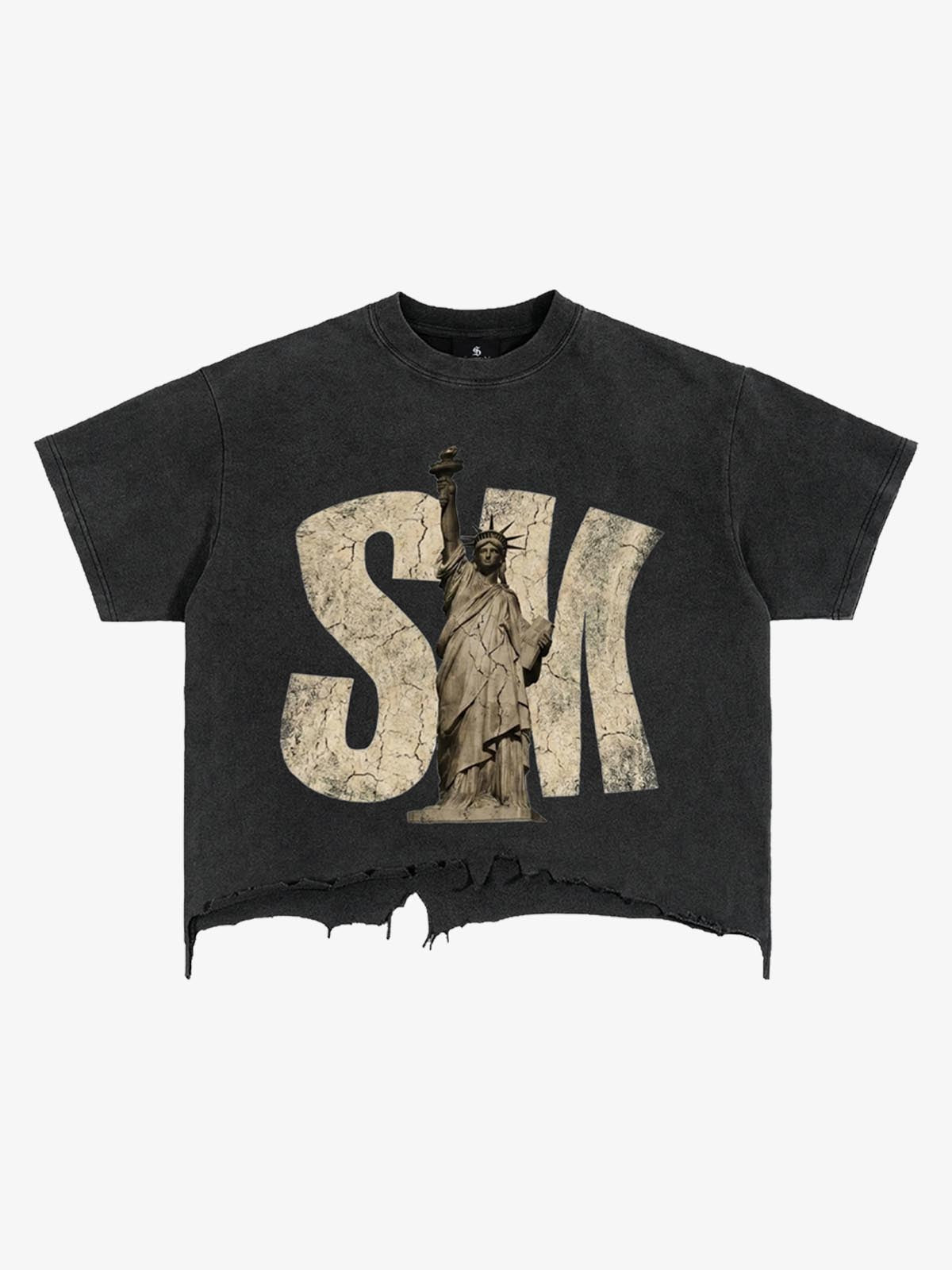 Liberty Graphic Washed Ripped T-Shirt 