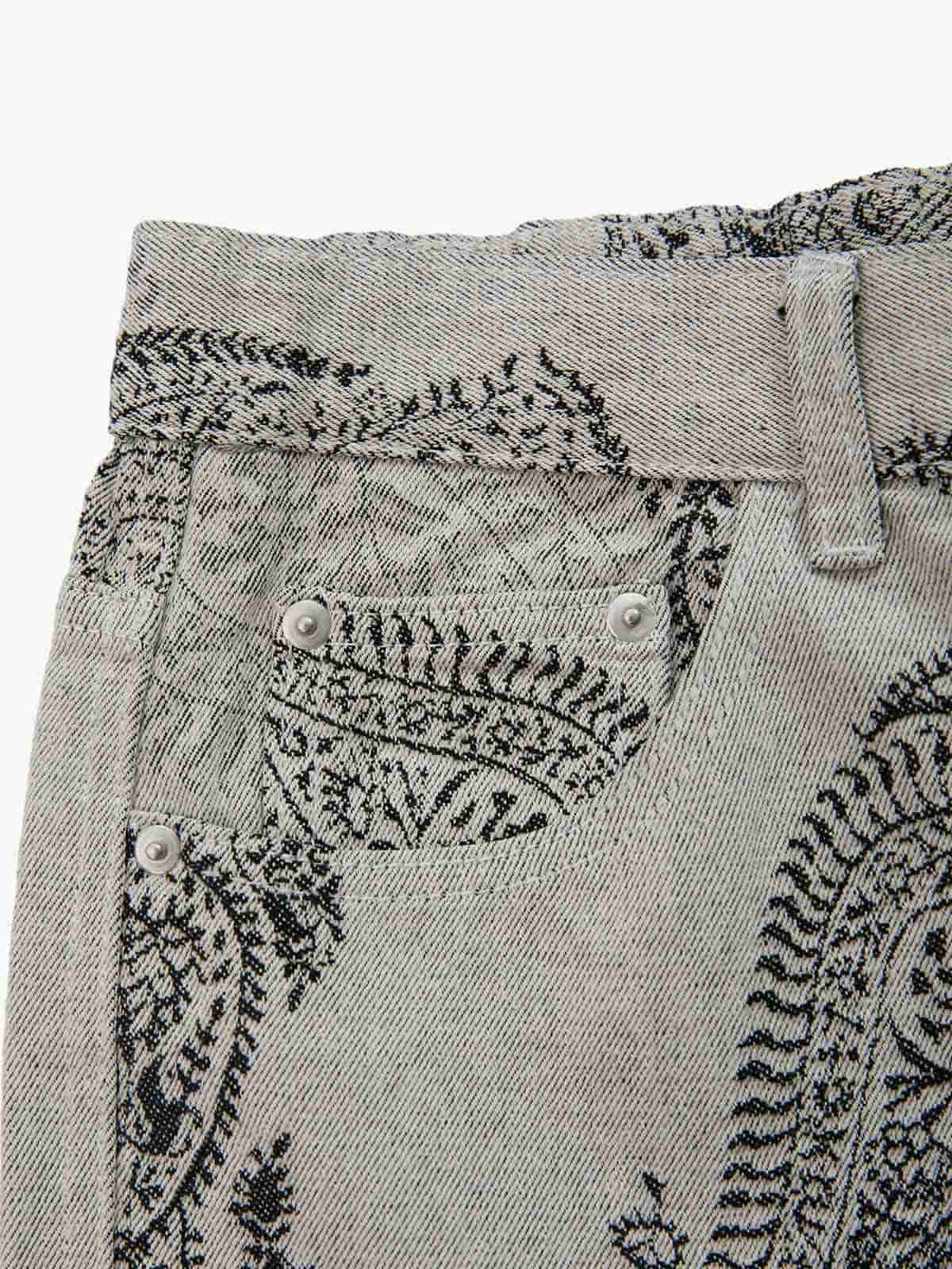 Linen Printed Wide-Leg Pants with Paisley Pattern High-Waisted Comfortable Trousers for Women 