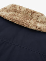 Color-Block Sherpa-Collar Padded Coats