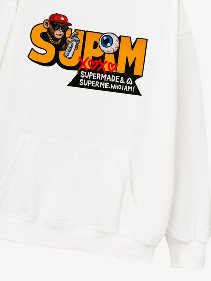 Supermade Hip-hop Monkey Graffiti Hooded Sweatshirt 