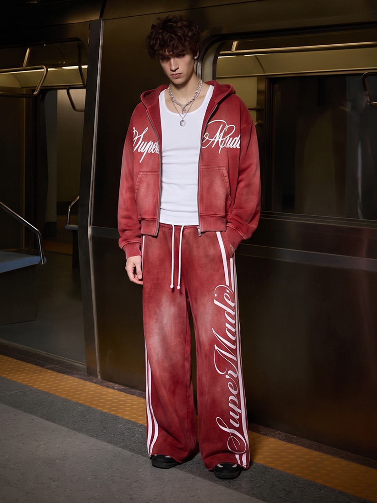 Washed Distressed Graphic Sweat Set